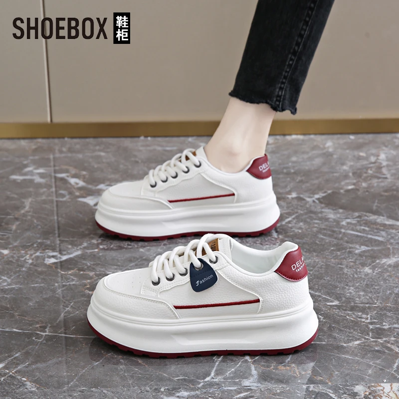 SHOEBOX鞋柜厚底小白鞋女2025秋季韩版ins百搭休闲板鞋女