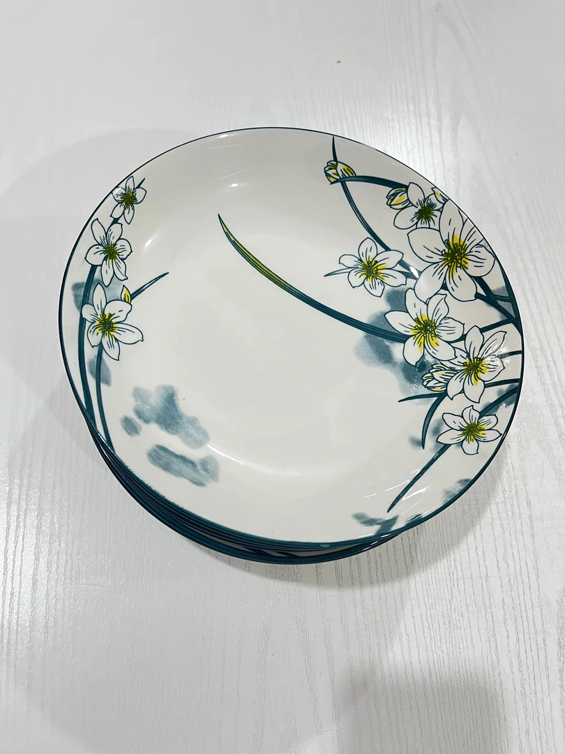 水仙花陶瓷盘子菜盘家用碟子2025新款餐具饭盘瓷盘碗碟盘子家用