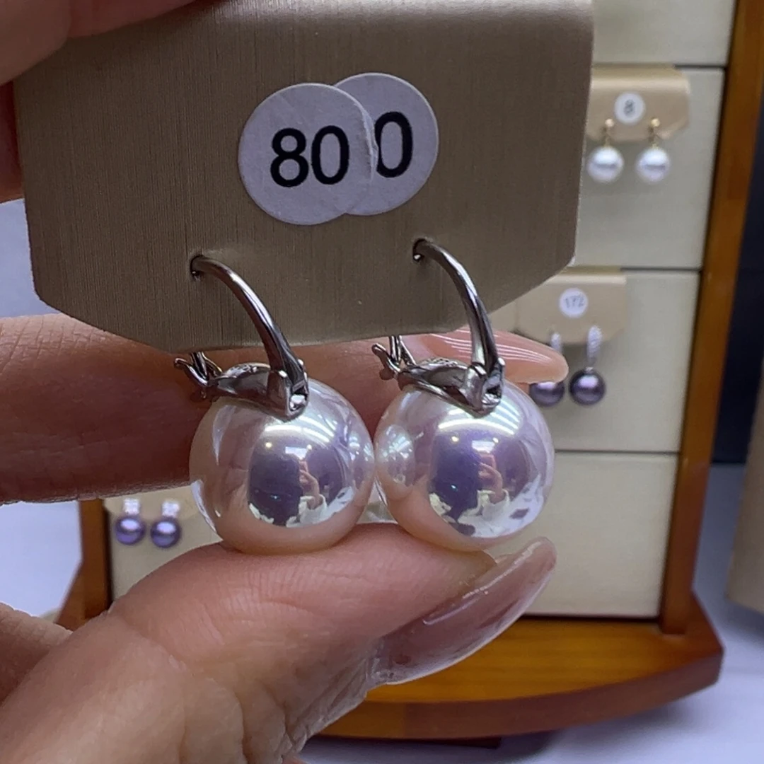 淡水珍珠耳饰银S925镶嵌