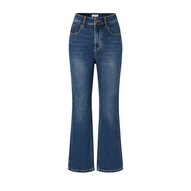 【羊羊专属】摩萨克冬棉法式微喇设计黑色牛仔喇叭长裤女