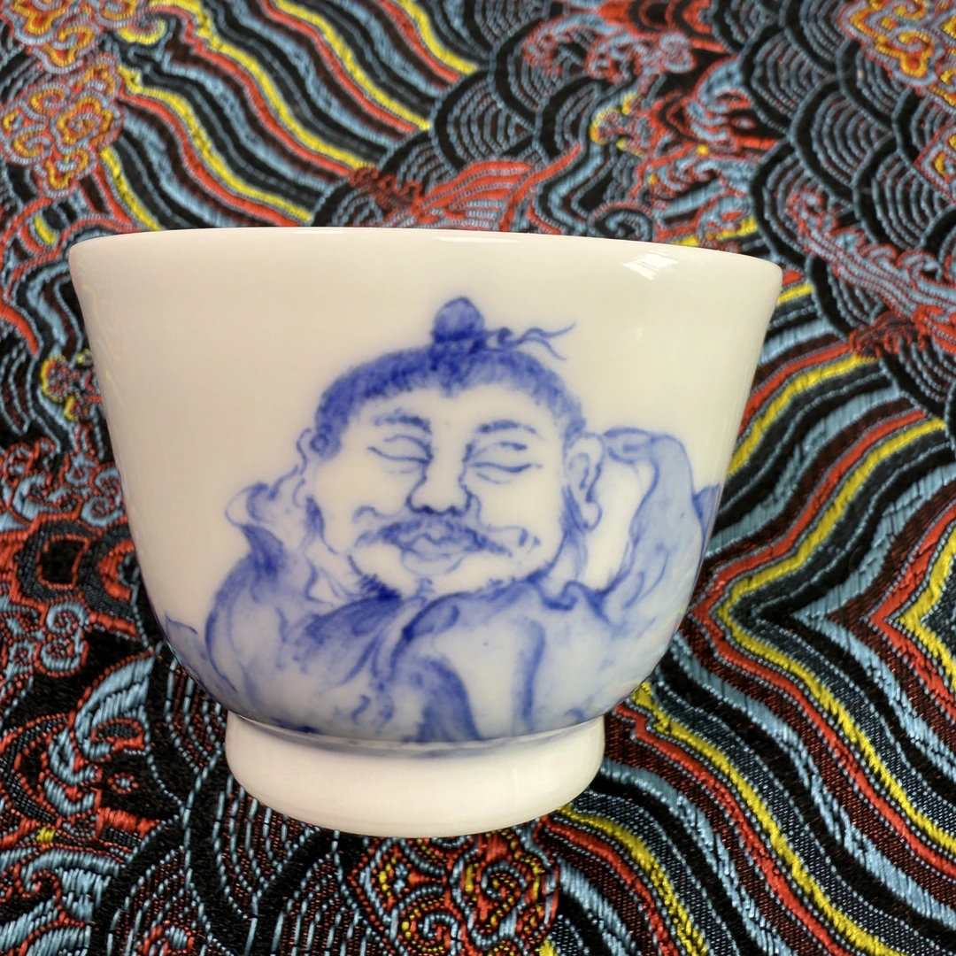 青花茶杯陶瓷主人杯钟馗画面小杯