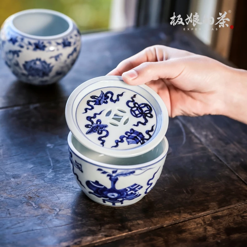 景德镇青花陶瓷小酌斋清供建水盖置组合家用功夫茶具225ml
