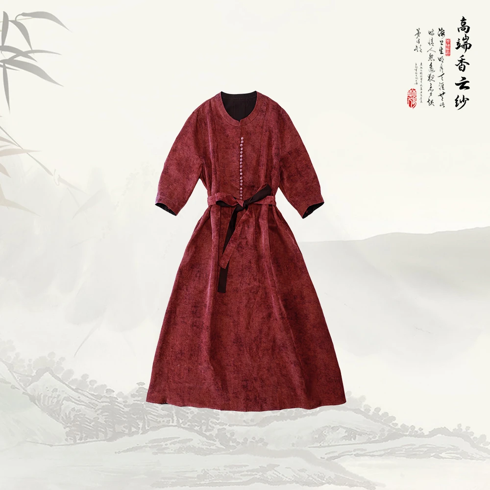 品牌新款桑蚕丝新中式国风高端长款连衣裙529599