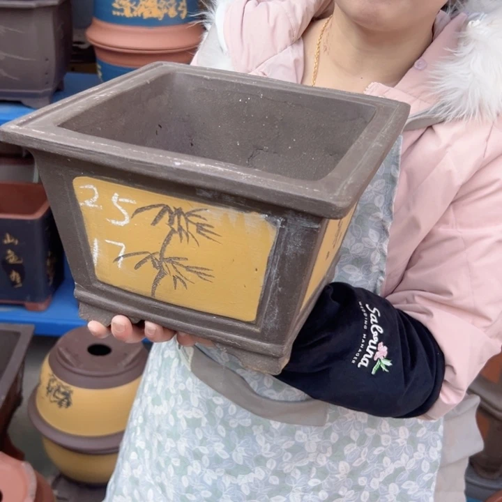 25黄四方花盆花盆花盆