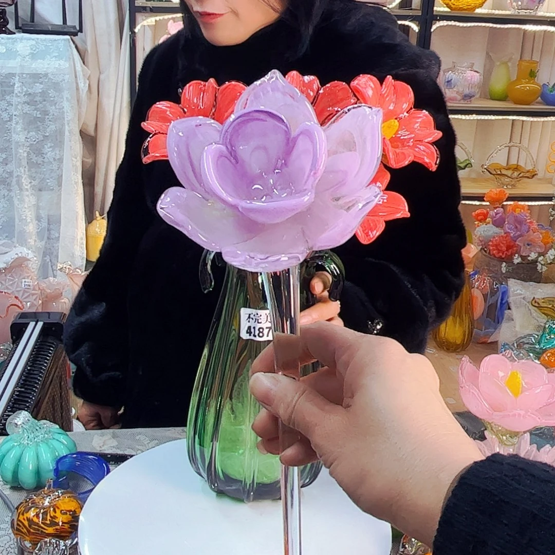 紫荷花叶瑕家悦琉璃工艺品