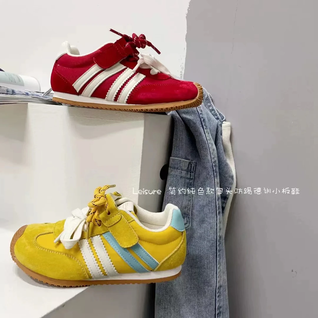 2025秋季新款儿童简约百搭德训鞋男女童双鞋带休闲单鞋中大童板鞋