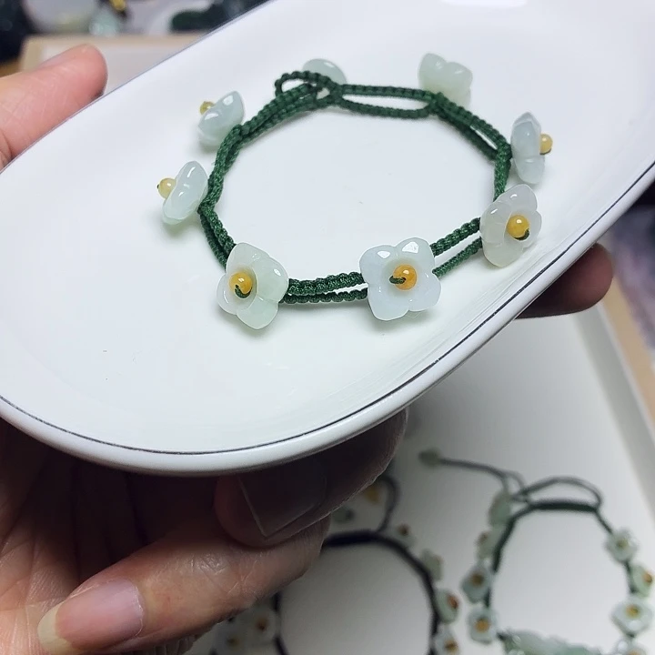 翡翠未镶嵌手镯桂花手绳