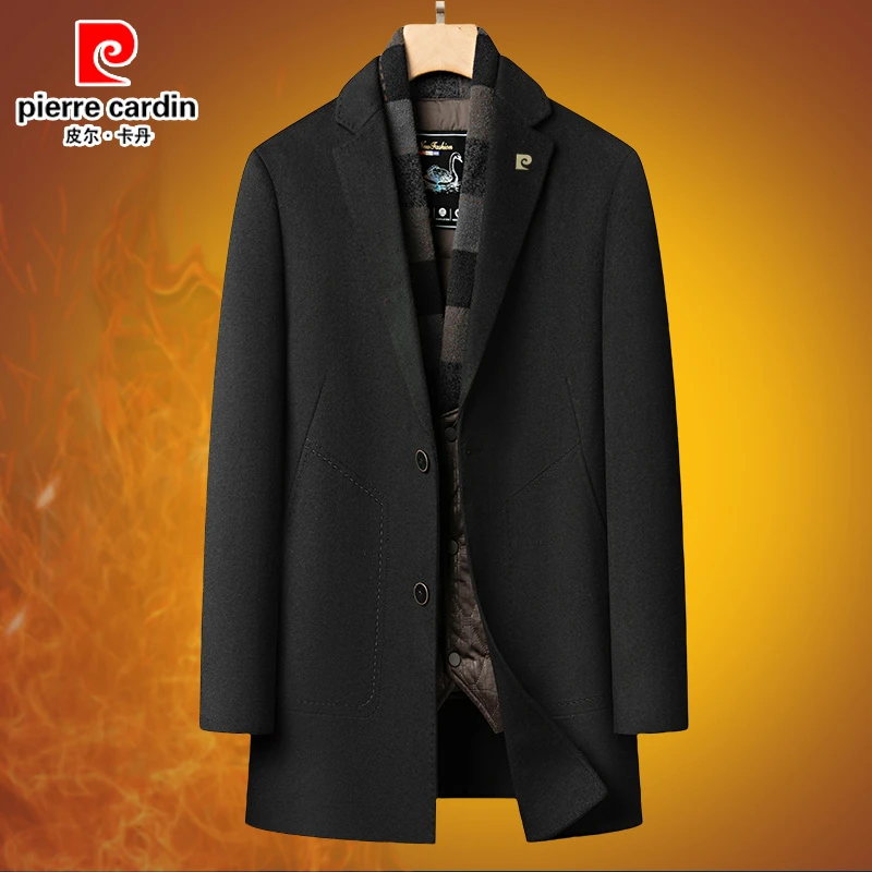 皮尔卡丹正品男士羊毛双面呢子大衣2025新款冬季高档休闲西装外套