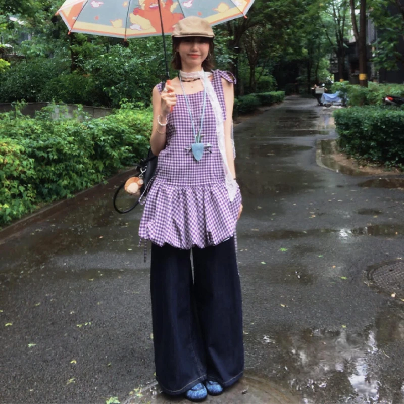 法式格子绑带吊带连衣裙子女夏季2025新款气质高级感收腰显瘦短裙