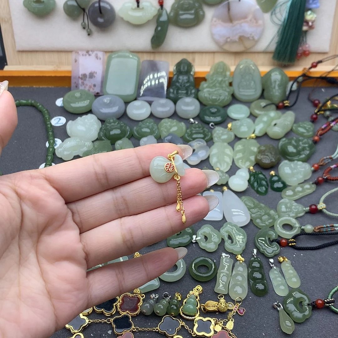 和田玉吊坠(不含链)银S925镶嵌