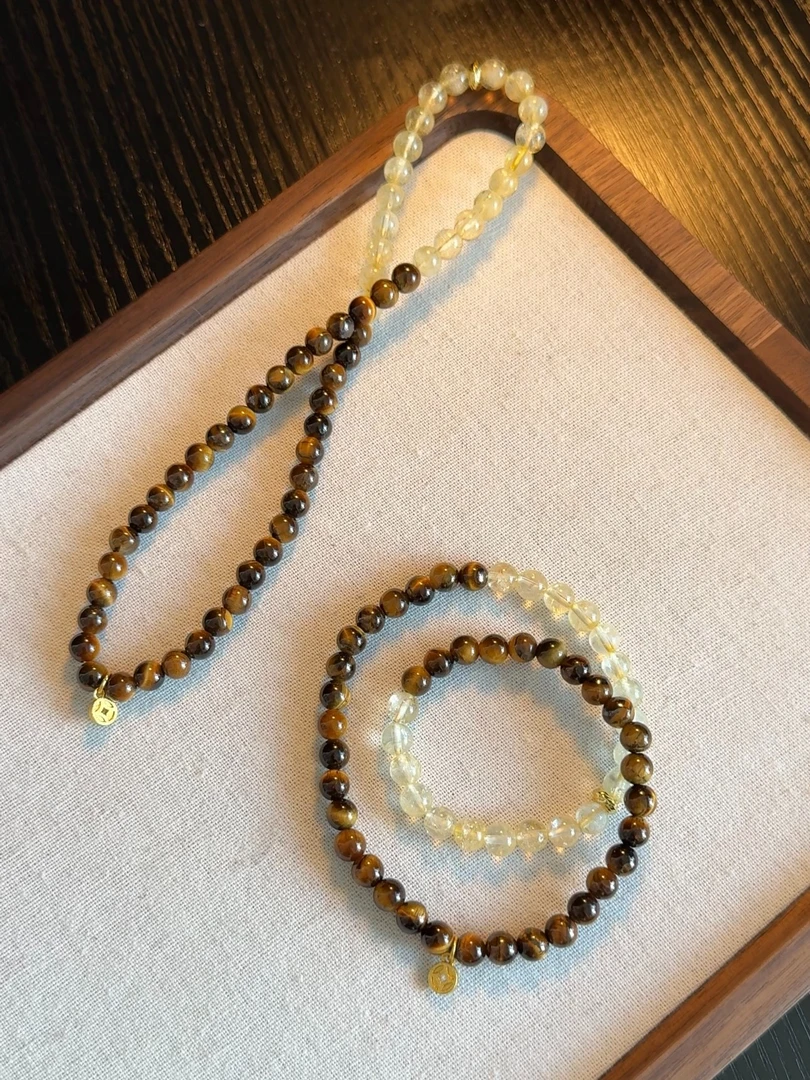 【金山春晓】新中式招财转运虎眼石手串叠戴手链