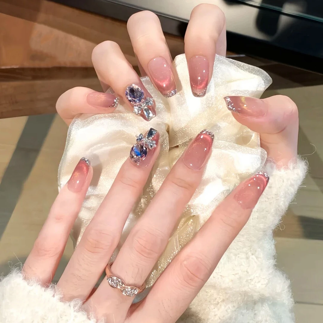 【仙女棒】纯手工穿戴甲猫眼精致款美甲贴片