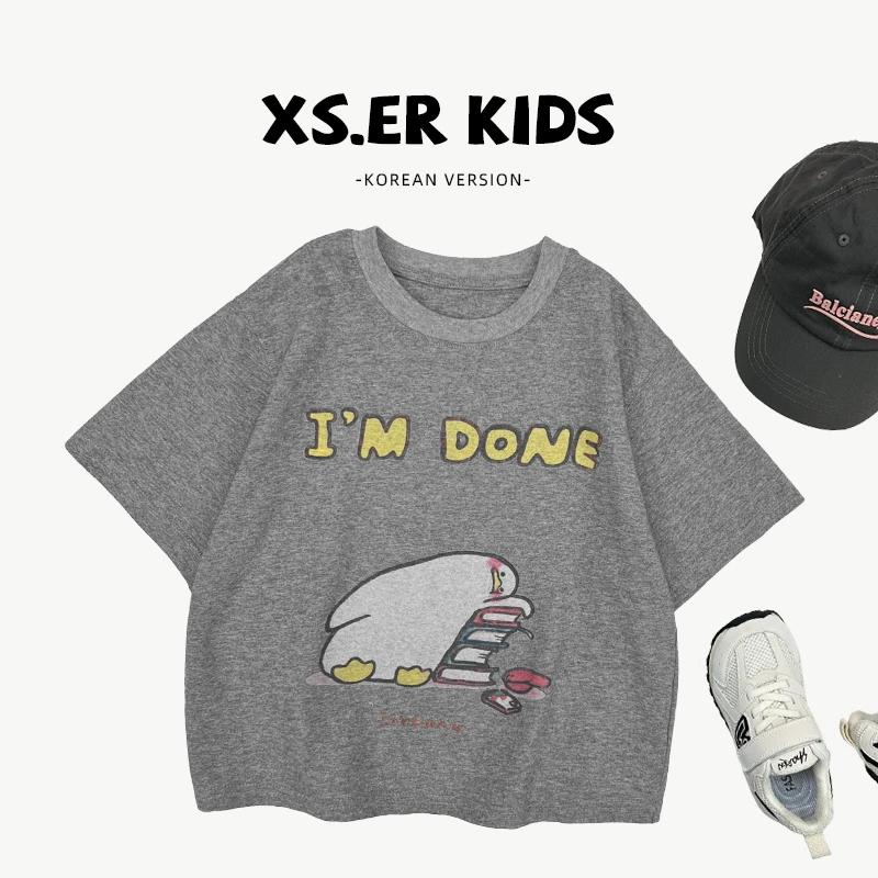 【小首尔】现货-儿童夏季韩版洋气百搭卡通印花短袖T恤上衣HBB7412