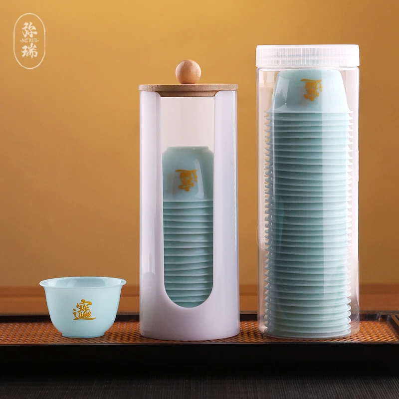 弥瑞一次性茶杯耐热家用加厚茶杯PS杯子加硬待客家用办公室中式