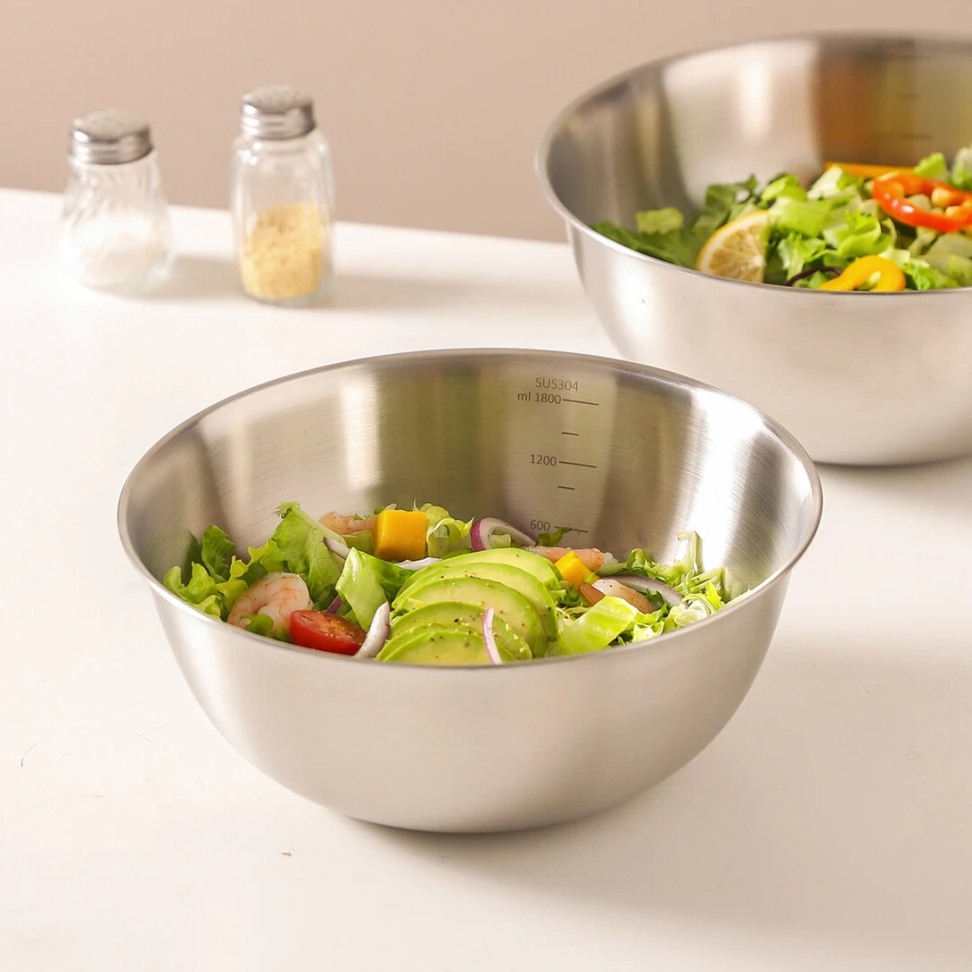 川岛屋304不锈钢盆食品级沙拉盆拌菜盆料理盆家用和面揉面洗菜盆