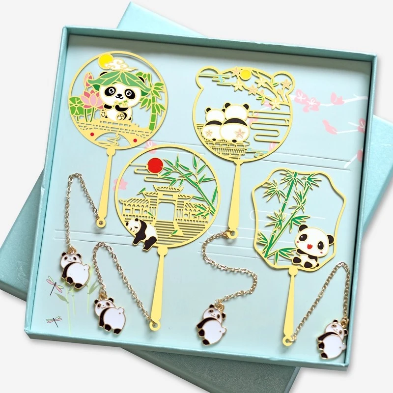 故宫文创国宝熊猫金属镂空书签创意设计U盘定制古典中国风儿童学