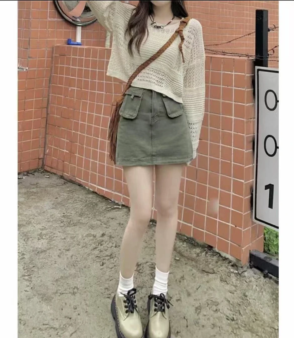 直播专属 非主图（301-400）女高腰纯欲风薄款短裙牛仔裙百搭时尚