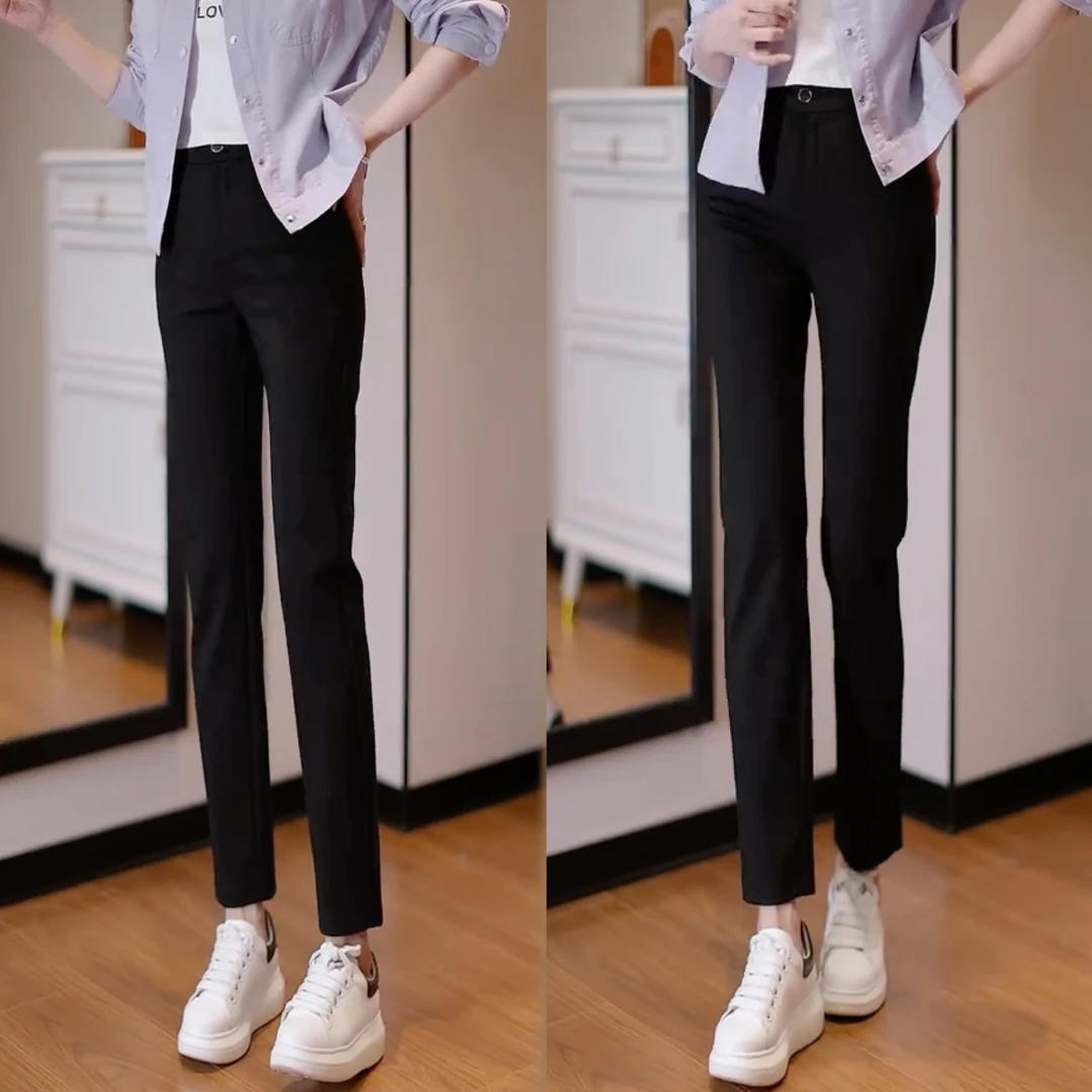 潮高腰气质九分西裤女爆款2025春秋新款小个子显瘦通勤直筒烟管裤
