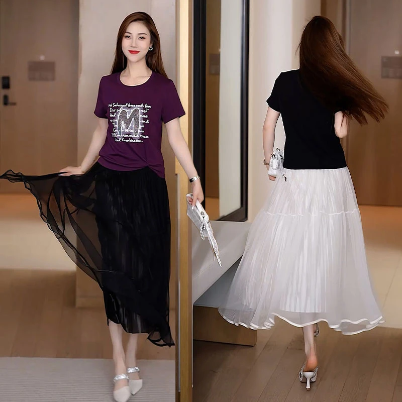 大摆网纱蛋糕裙半身裙女春夏季2025新款小个子仙女长裙A字百褶裙