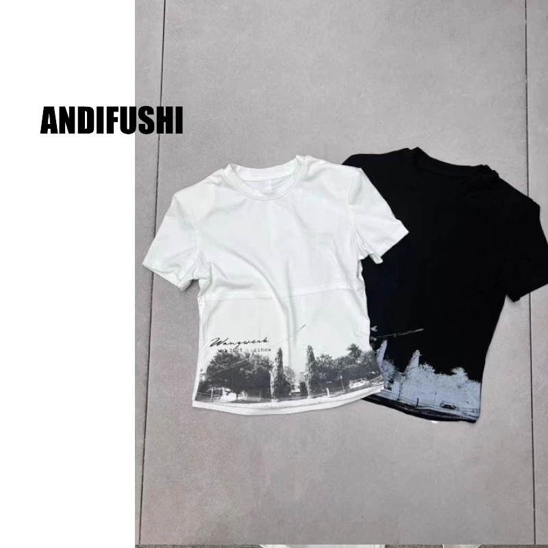 【AD清版】设计师款大树印花短款圆领短袖T恤3252