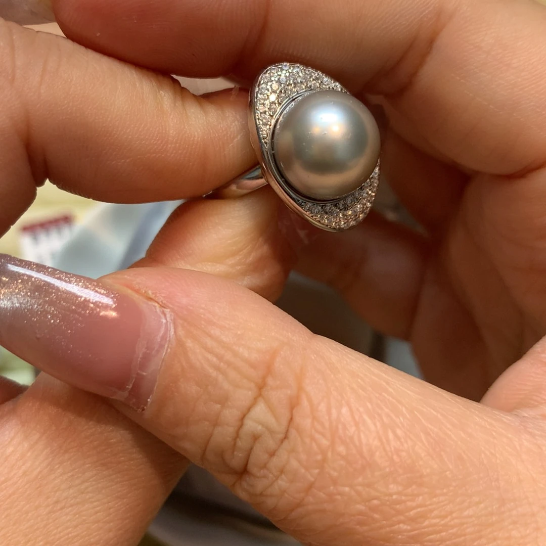 海水珍珠戒指银S925镶嵌