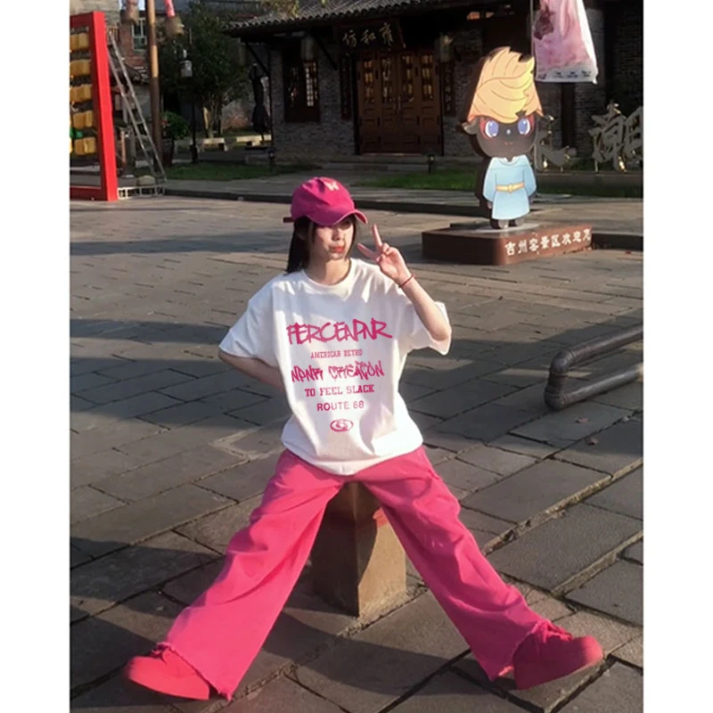 【100%纯棉】1082印花短袖T恤男女美式夏季简约百搭上衣ins休闲宽松