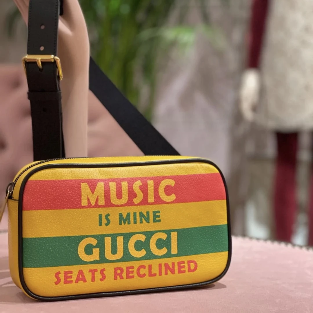 99新 GUCCI/古驰 98新 条纹腰包 Anwen 9066