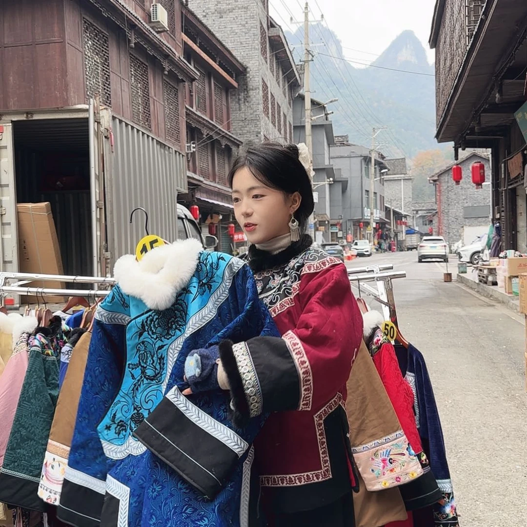 别***果湘西苗族加厚酒红色150 110