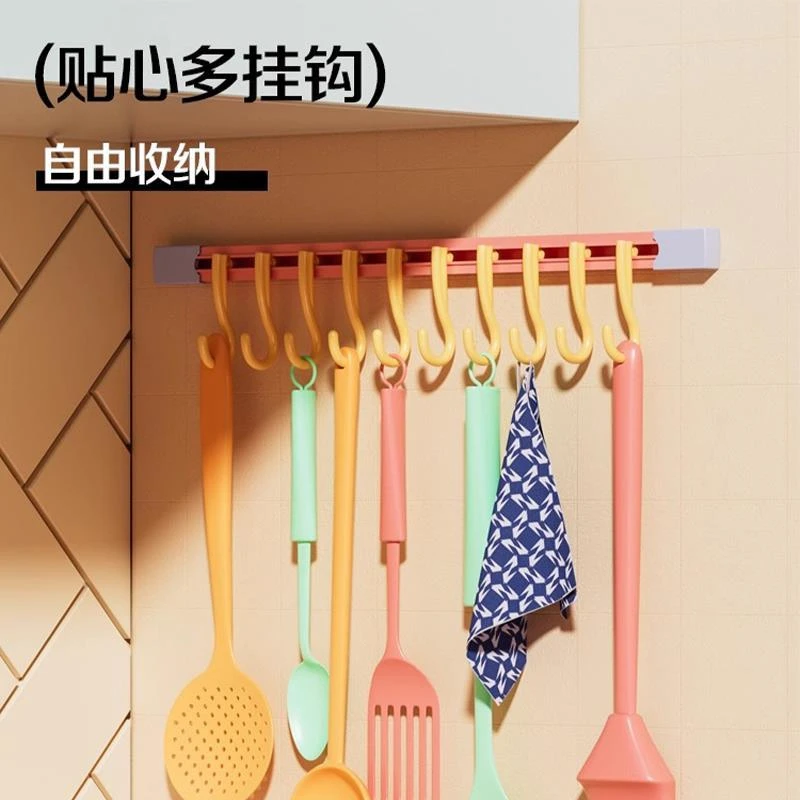 巨能收纳的可移挂钩!轨道挂钩免打孔挂杆橱柜收纳门后衣服强力胶