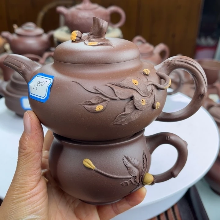 紫砂茶壶紫砂花茶