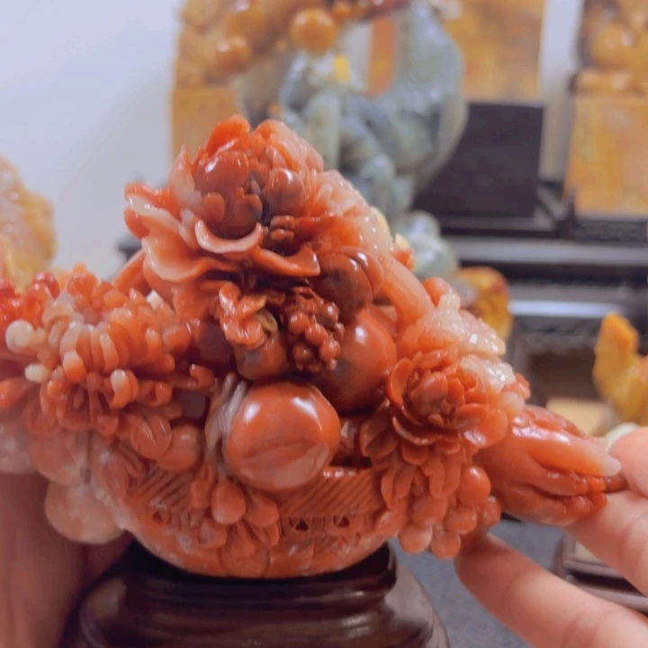 寿山石花开富贵摆件