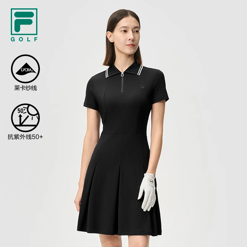 FILA 斐乐官方女子连衣裙2025夏季新款高尔夫运动防晒修身POLO裙