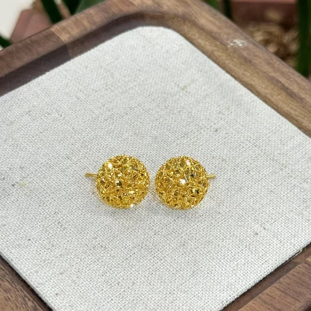 E【爆闪圆糖耳钩】-足金999精工5耳饰