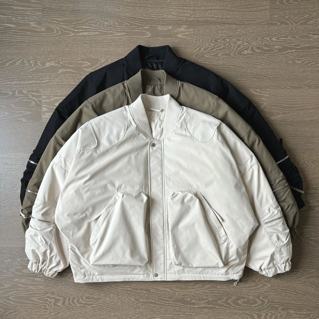 日系复古Baseball Jkt棒球领羽绒服飞行夹克男女短款工装机能外套