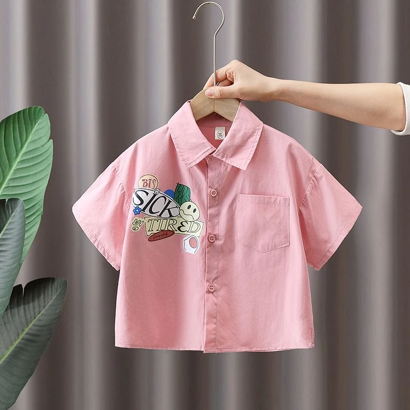 【102】儿童衬衫短袖男童宝宝夏季夏装小童洋气休闲半袖薄款男孩男