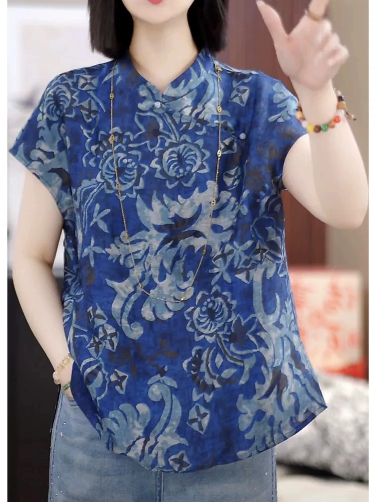 蘇锦香--《青花瓷》新款夏季新中式女装爆款优雅宽松上衣BD-1780