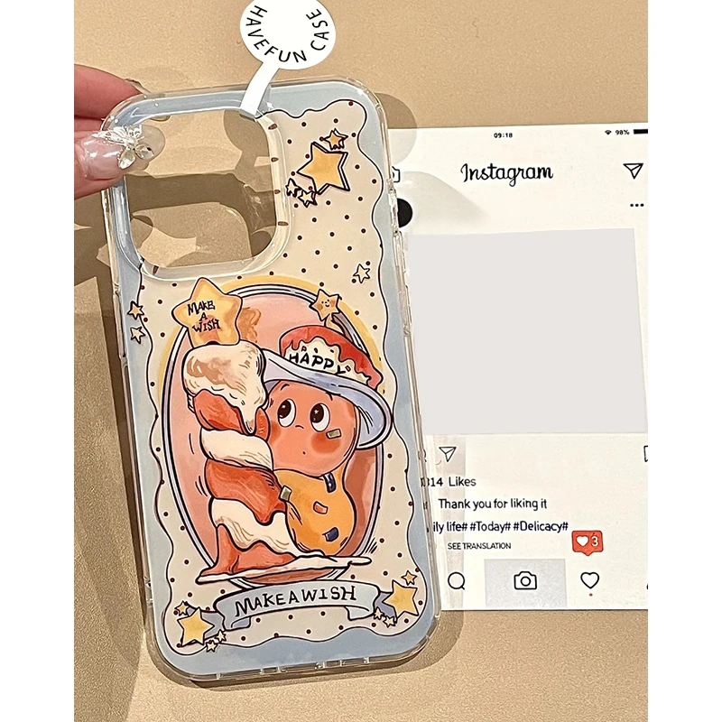 可爱星星人许愿蜡烛适用iPhone16苹果13手机壳15/14新款11/12小众