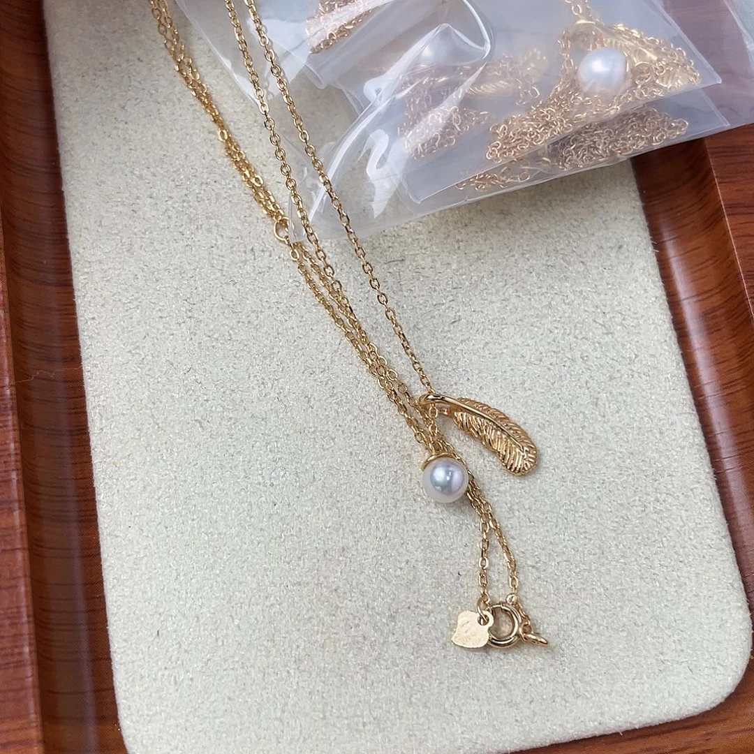 淡水珍珠颈饰银S925镶嵌随机发