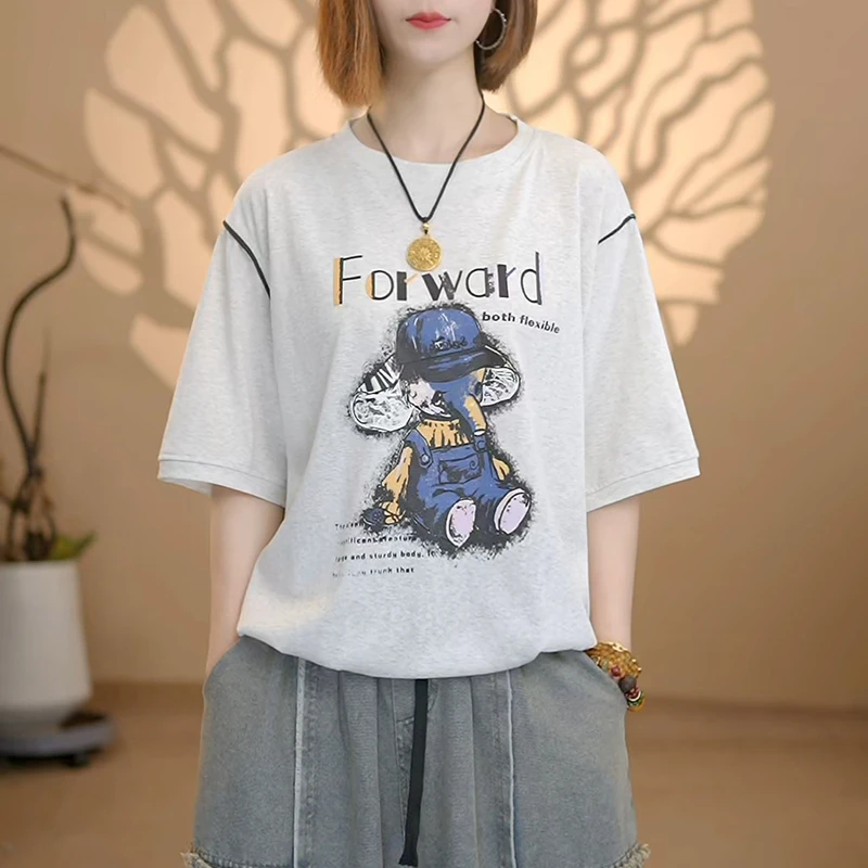 森语夏季新款短袖女款休闲百搭薄款上衣T恤25077