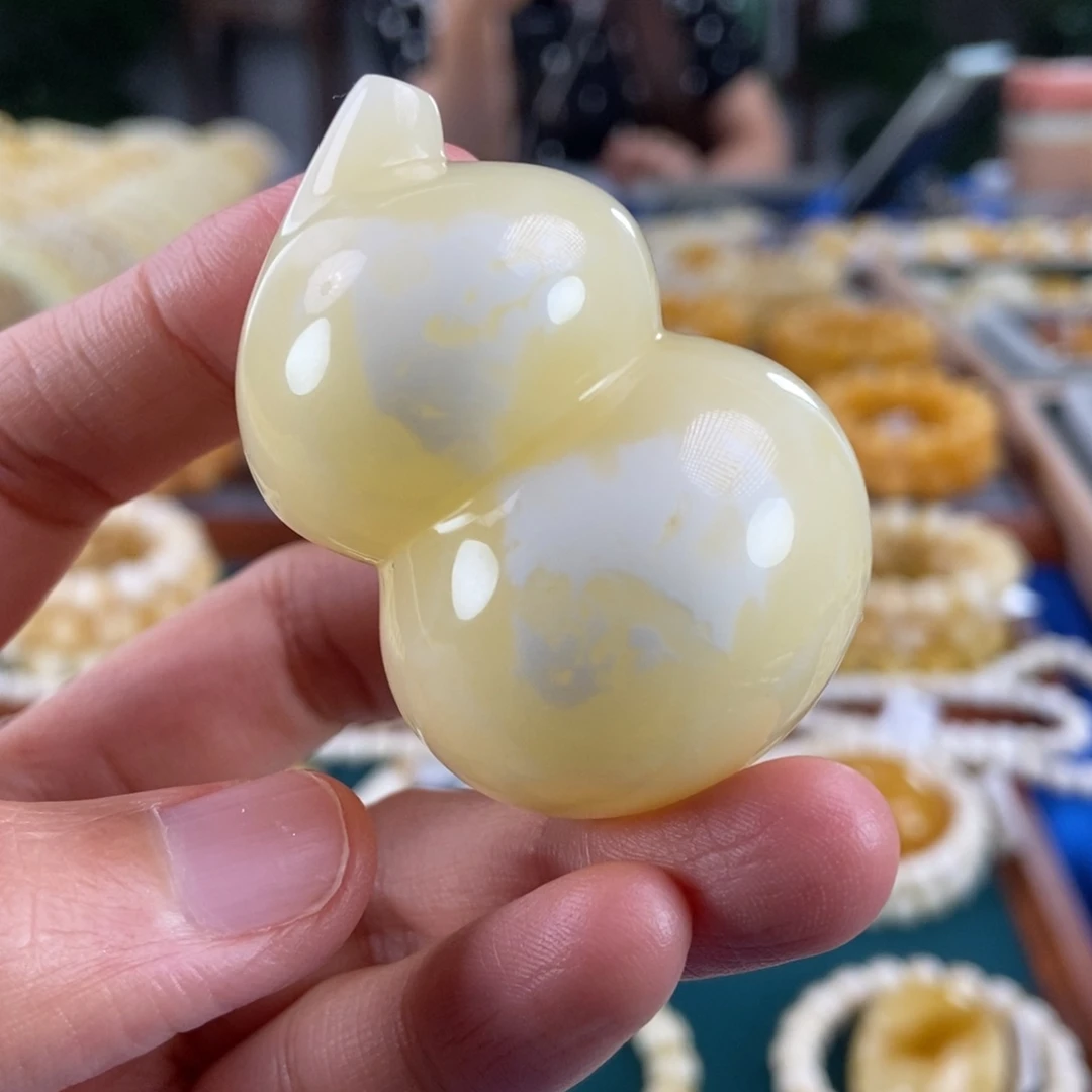 琥珀未镶嵌珠宝奇石34.51白蜡葫芦吊坠