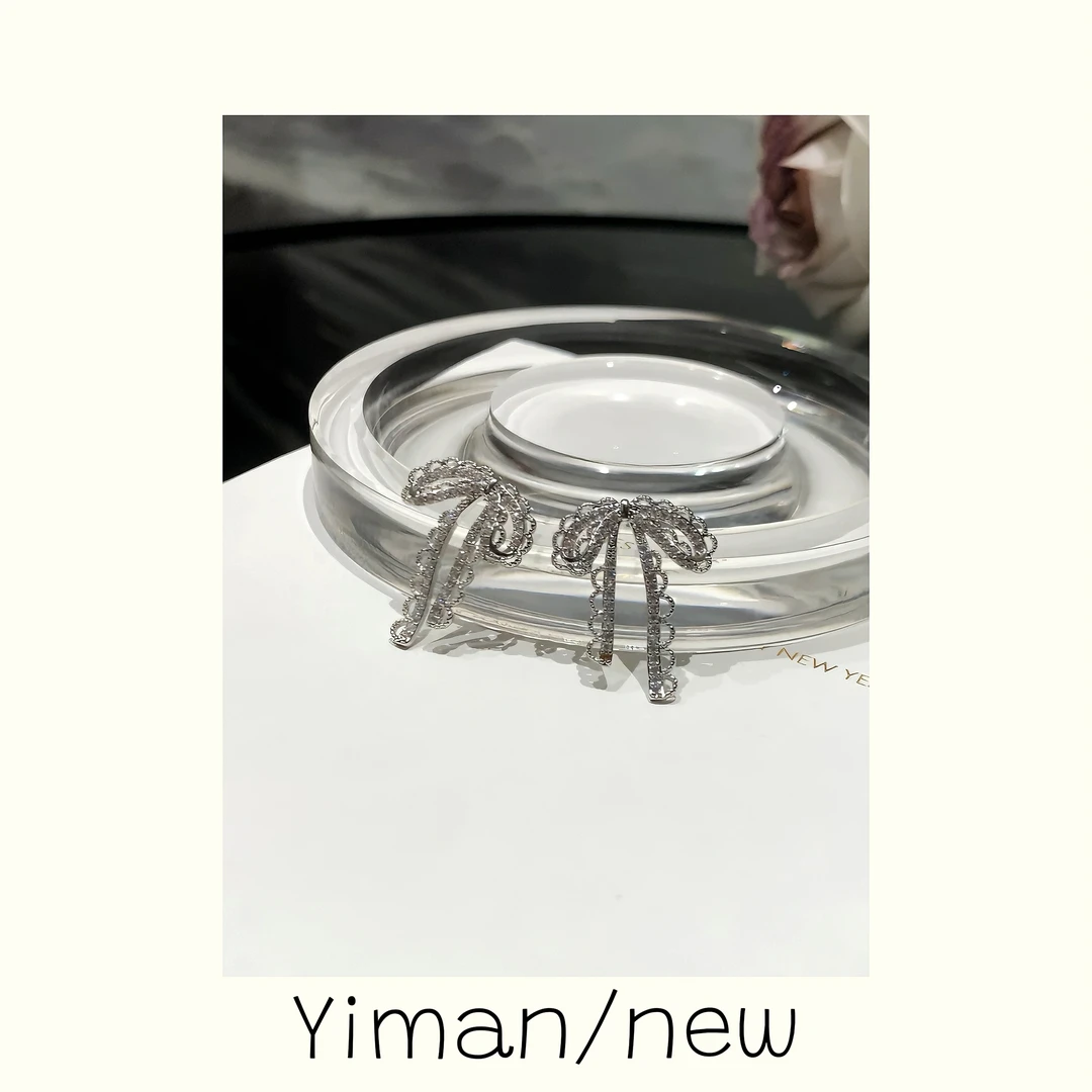 铜合金耳饰 淑女风蕾丝飘带蝴蝶结耳钉MZ545