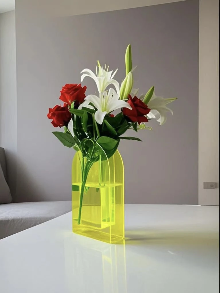 亚克力荧光绿花瓶