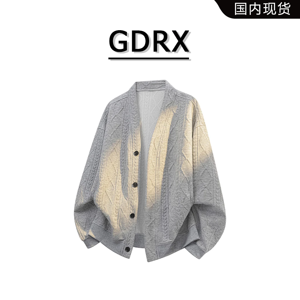 GDRX开衫卫衣外套男款2025春秋季新款提花针织衫潮牌情侣上衣男装