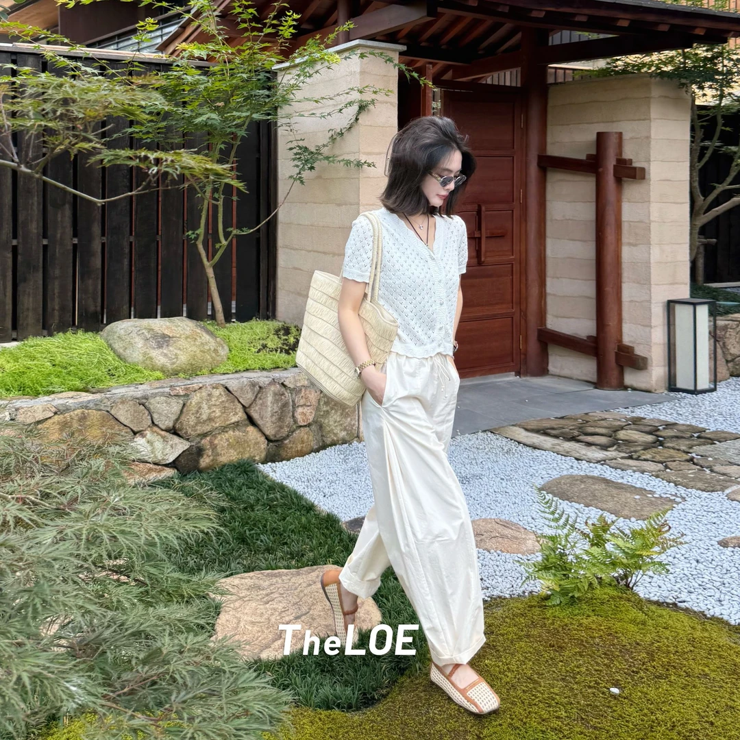 TheLOE/麦芽米香蕉裤100棉高腰遮肉阔腿裤#07.06K-G5978