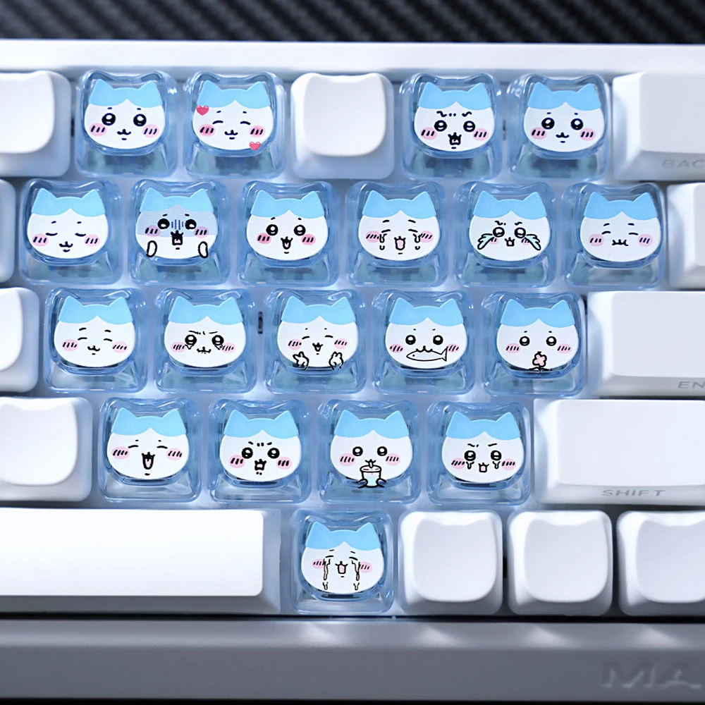 MAO爱心小八猫形键帽PC透光可爱个性DIY素材适配磁轴机械键盘键帽