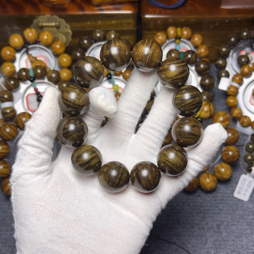 楠木（金丝楠）手串/手链阴沉绿2.0闪电瑕疵258