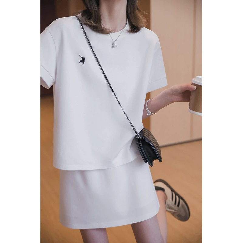 【美式运动套装】T恤+短裙两件套休闲休闲显瘦白色套装夏季时尚百搭