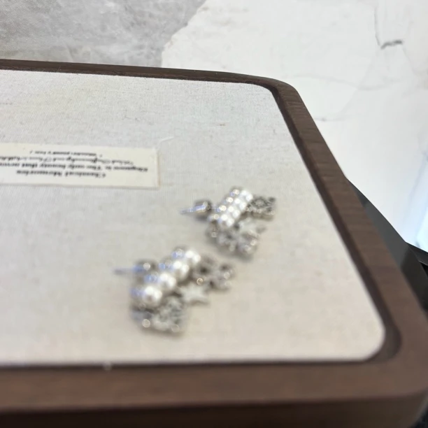 铜合金仿珍珠耳饰 三z方形耳环EH2710