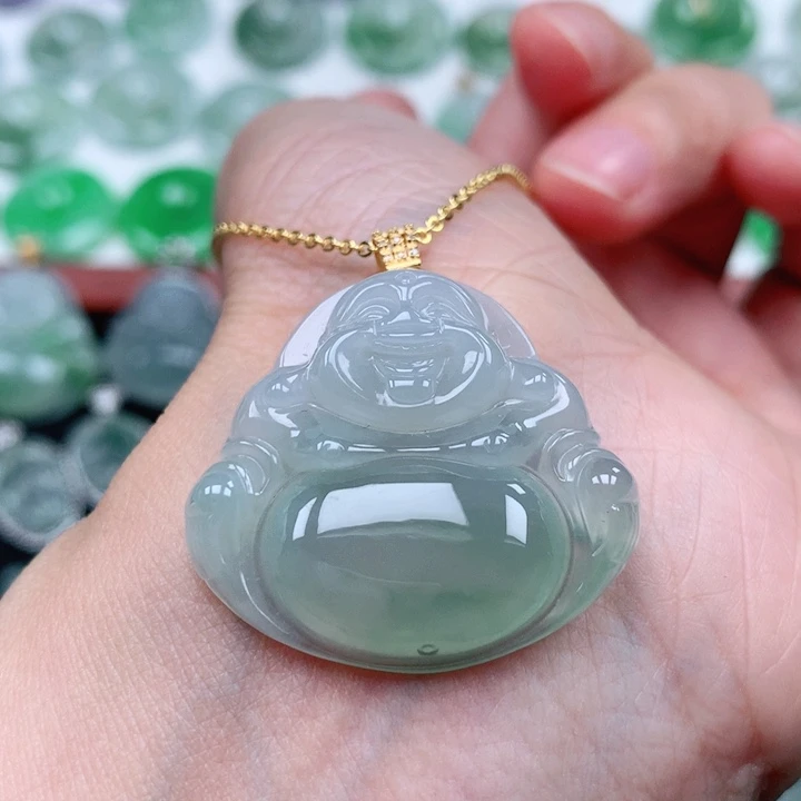 翡翠吊坠(不含链)18K金镶嵌