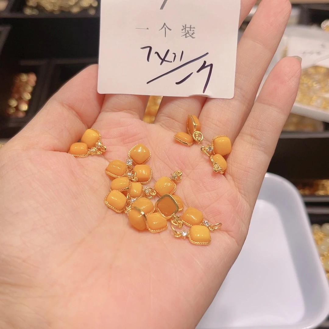 银S925镀金镶嵌蜜蜡颈饰7